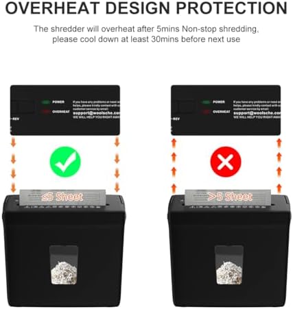 Woolsche Paper Shredder for Home,5 Sheet Desktop Cross Cut with 2.38-Gallon B...