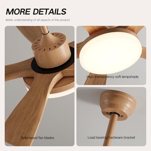 46 inch wood ceiling fan with remote, solid, package contents