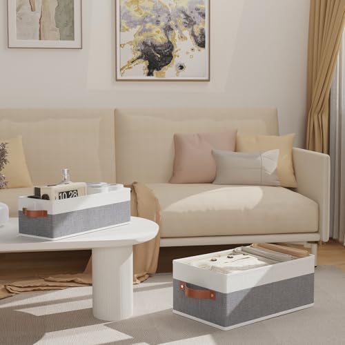 OUTBROS Foldable Drawer Organizers Gray/White, 15x6.1x5.1in, 6-Pack