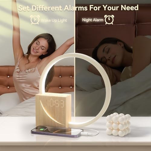 vivilumens sunrise alarm clock with sound machine for, close-up detail