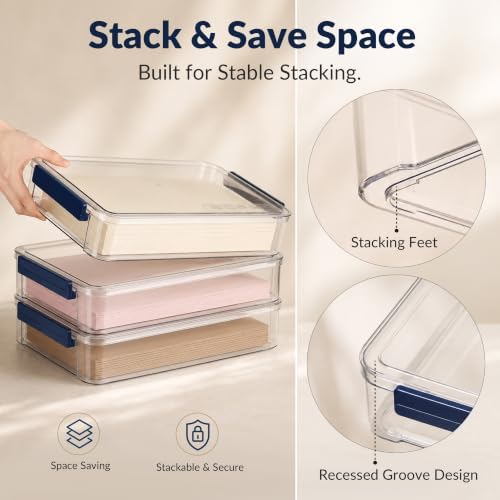 catoomuu 2-pack 9x13 clear plastic project case stackable showing dimensions