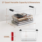 108qt clear storage bins with lids plastic organizers shown in use