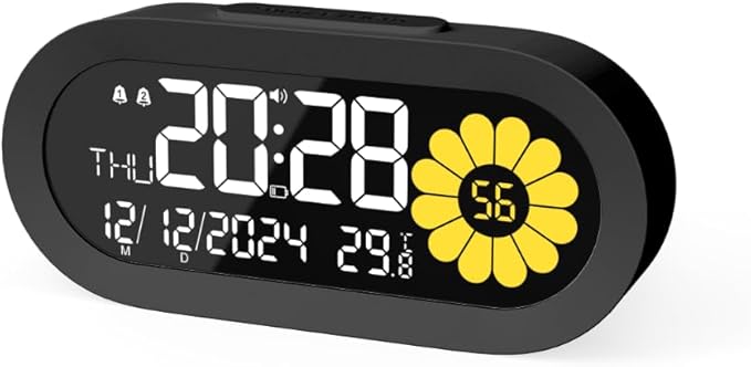 DOOMAY Digital Alarm Clock for Bedroom: Dual Alarm Bedside Clock VA LCD Display - Image 4