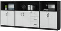 Filing Cabinet File Cabinet with Six Doors Three Cabinets Office Miscellaneous Storage White + Black Office