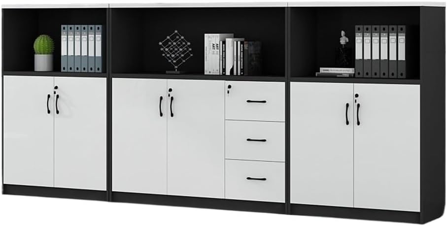Filing Cabinet File Cabinet with Six Doors Three Cabinets Office Miscellaneous Storage White + Black Office