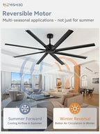 zmishibo 84 inch heavy-duty ceiling fan without light, close-up detail