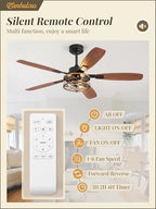 52 inch farmhouse ceiling fan with light and shown in use