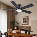 ayaoty ceiling fans with lights - 48" black, front angle view