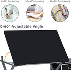 yaheetech drafting table with storage & stool, adjustable, package contents