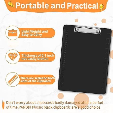 Black Clipboards, PANDRI 16 Pack Plastic Clipboards - Image 3