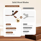 sofucor 52 inch solid wood ceiling fans with showing dimensions