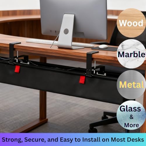 Under Desk Cable Management Tray, 48" Extra Large No Drill Cord Organize...