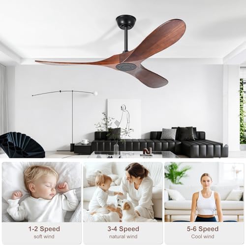 heimo 52 inch ceiling fan no light, wood, close-up detail