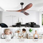 heimo 52 inch ceiling fan no light, wood, close-up detail