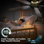 52 inch ceiling fans with remote control,soft backlight,quiet showing dimensions