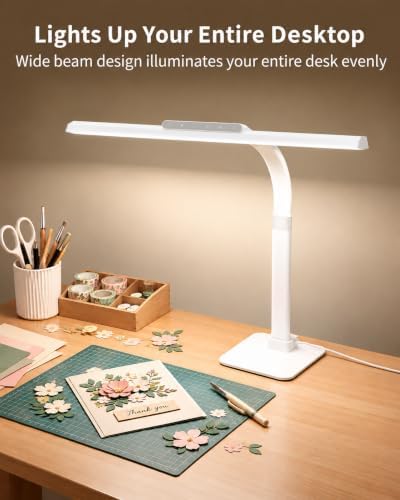 LED Desk Lamp with Base, 24W Super Bright Tall Desk Light for Home Office