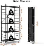 himix 5-tier foldable storage shelves with 20 hooks, close-up detail