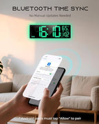 easyera 16.5" large digital wall clock with bt, close-up detail