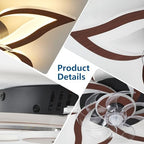 flower modern ceiling fans with lights, low profile, side view