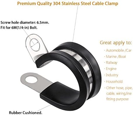 LOKMAN 20 Pack 5/8 Inch Stainless Steel Cable Clamp, Rubber Cushioned Insulated - Image 3