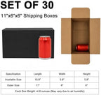black shipping boxes 11x6x6, 30 pack corrugated cardboard, close-up detail