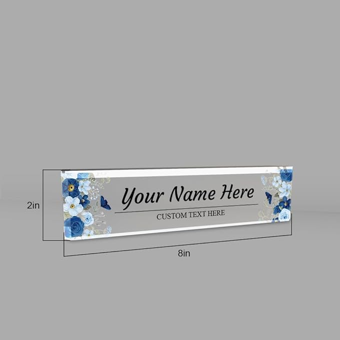 Signs ByLITA Floral Pattern Customized Nameplate | Indigo Blooms Personalized - Image 7
