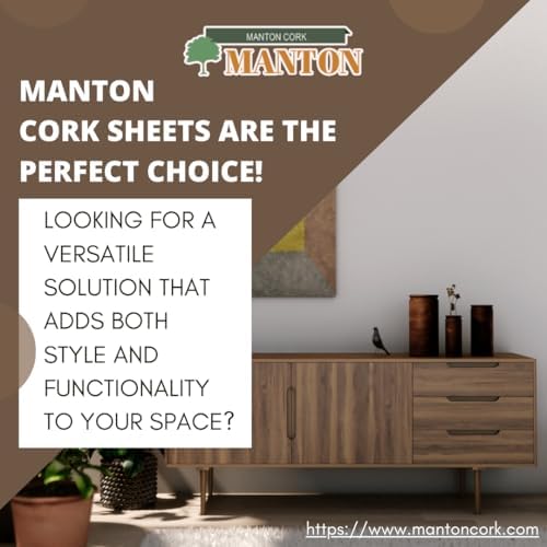 Manton Cork 24" x 36" x 1/4" Thick Cork Sheets (2-Pack) with A...