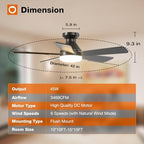 addlon 42 inch black low profile ceiling fans, close-up detail