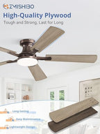 zmishibo 52 inch ceiling fans with lights, remote&app showing dimensions