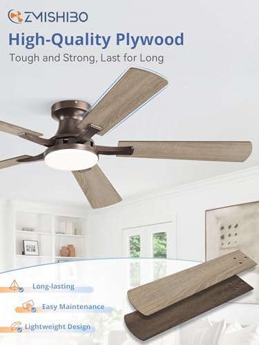 zmishibo 52 inch ceiling fans with lights, remote&app showing dimensions