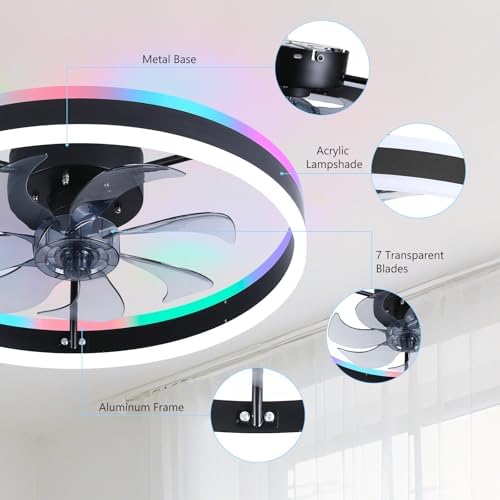 sterren rgb ceiling fan with light, low profile on a desk or shelf