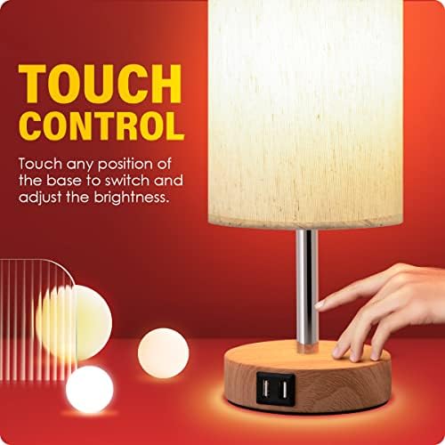 Yarra-Decor Bedside Table Lamps with USB Port - Touch Control Small Lamp for ...