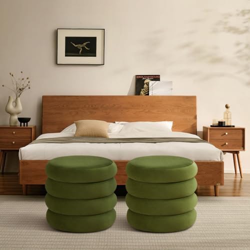 ONEVOG Round Storage Ottoman, 20" Small Ottomans Table with Removable Li...