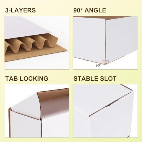 wiftrey 12x9x6 inches white shipping boxes pack of, close-up detail