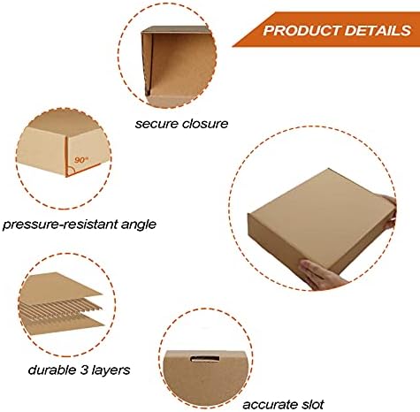 pharege 20 pack 12x9x3 inch cardboard shipping boxes, close-up detail