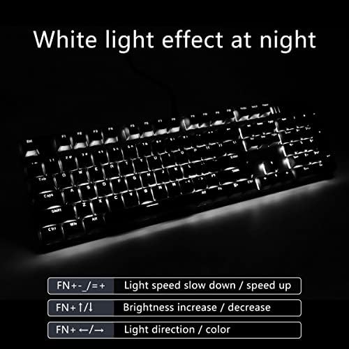 Qisan 104 Mechanical Keyboard for Gaming | Large Size USB White Backlit Gamin...