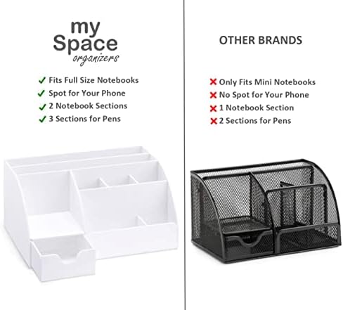 white desktop organizer - 9 compartment office desk on a desk or shelf