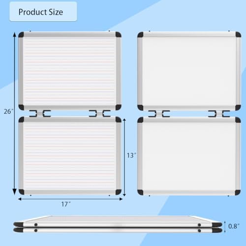 Dry Erase Board, 17x13 inch with 4 Sides Magnetic Whiteboard, A3 Foldable Sma...