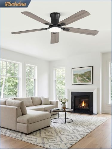 fanbulous 52 inch ceiling fan with light, low, front angle view