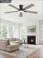fanbulous 52 inch ceiling fan with light, low, front angle view