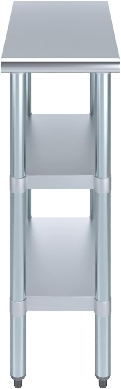 AmGood 12 x 24 in. Stainless Steel Work Table with 2 Shelves, NSF