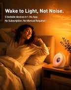 dekala sunrise alarm clock with pulse wake, 7-day shown in use