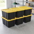 27 gallon heavy duty storage bins with snap shown in use