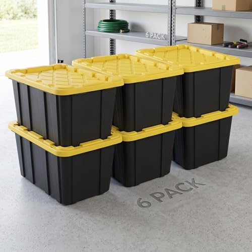 27 gallon heavy duty storage bins with snap shown in use
