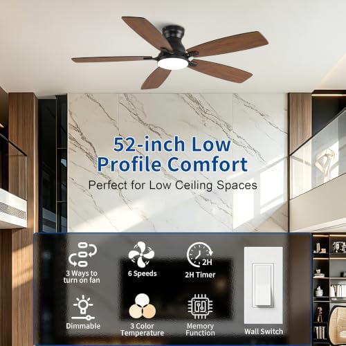 nkpu ceiling fans with lights, low profile ceiling shown in use