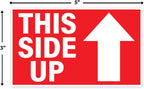 Sutter Signs This Side Up Stickers for Shipping (1500 Labels) 3x5 | Bright Red Adhesive Handle With Care Shipping Handling Labels (Pack of 3 Rolls)
