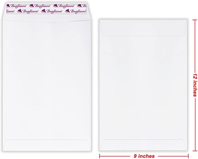 Bonfasvo 300 Pack 9x12 White Catalog Envelopes Peel & Seal Security Mailing - Image 2