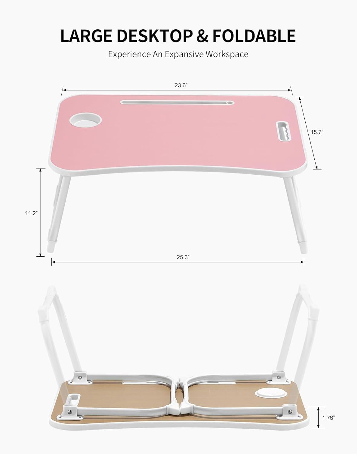 ZEAPTAC Laptop Bed Desk, Foldable Lap Desk, Portable Lap Table, Laptop Stand ...