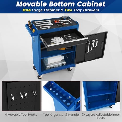 dreamade 5-drawer tool chest combo, rolling tool cabinet, package contents