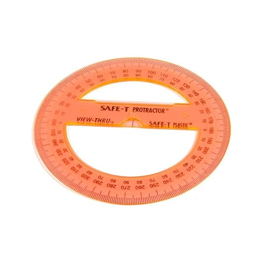 hand2mind Clear 4” Safe-T 360 Degree Protractor Set, Circle Protractor by hand2mind
